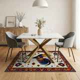 Vibrant Rooster Heritage Tribal Area Rug