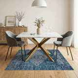 Blue and Teal Indigo Blue Persian Medallion Area Rug