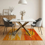 Orange Sunset Canyon Geometric Area Rug