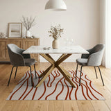 Wavy Terracotta on Beige Abstract Area Rug