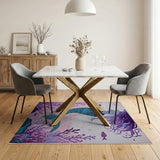Purple-Haired Mermaid Teal Tail Ocean Rug