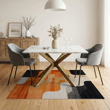 ODIKA Washable Abstract Wavy Rug - Modern Terracotta & Charcoal Low Pile Area Rug