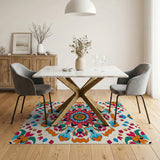 Vibrant Multi-Color Floral Mandala Area Rug