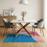 Abstract Pink Blue Curved Area Rug