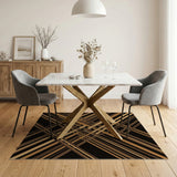 Bold Geometric Brown Tan Stripe Area Rug