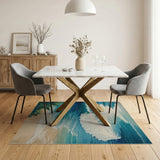 Crashing Ocean Waves Blue Teal Coastal Rug