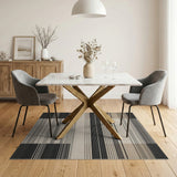 Beige and Neutral Modern Black Beige Striped Area Rug