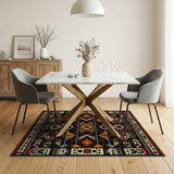 Multi-color and Patterns Bold Southwestern Geometric Area Rug Black Orange