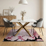 Pink Cherry Blossom Branch Floral Vintage Area Rug