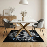 White Rose Crown Skull Area Rug