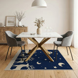 Navy Deer Family Starry Night Silhouette Area Rug