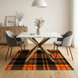 Fiery Orange Black Plaid Area Rug