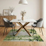 ODIKA Zen Bamboo Forest Washable Rug - Green Watercolor Low Pile Non-Slip Area Rug