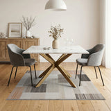 Modern Geometric Block Area Rug in Grey Beige