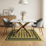Yellow Geometric Octagon Grid Area Rug