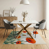 Vibrant Orange Marigold Floral Area Rug