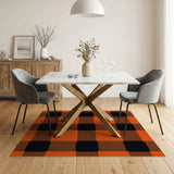 Orange Black Buffalo Plaid Rustic Farmhouse Area Rug
