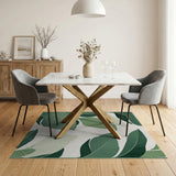 Lush Green Leaf Coastal Area Rug