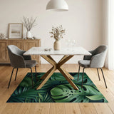 Lush Monstera Leaf Green Boho Chic Area Rug