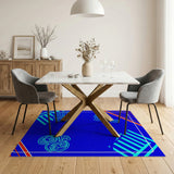 Teal Knotwork on Blue Abstract Area Rug
