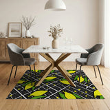 Zesty Lemon Starburst Black Grid Area Rug