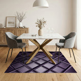 Purple Geometric Diamond Grid Area Rug