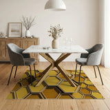 3D Yellow Honeycomb Geometric Area Rug