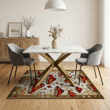 Multi-color and Patterns Whimsical Red Mushroom Meadow Area Rug