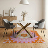 Vibrant Pink Orange Mandala Flower Rug