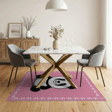 Adorable Cartoon Panda Pink Kids Rug
