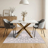 Grey Pink Floral Vintage Area Rug