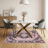Floral Vintage Pink Floral Vintage Distressed Area Rug