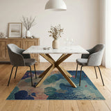 Teal Coral Reef Sea Turtle Area Rug