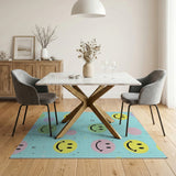 Playful Smiley Faces Multi-Color Area Rug