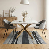 Bold Striped Black White Woven Area Rug