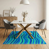 Cascading Blue Teal Waves Area Rug