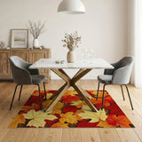 ODIKA Washable Autumn Maple Leaf Area Rug - Low Pile, Non-Slip Fall Decor