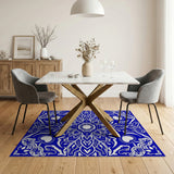 Navy Blue Mandala Heart Area Rug