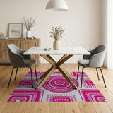 Vibrant Pink Mandala Tribal Area Rug