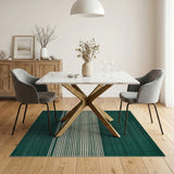 Emerald Green Ivory Striped Woven Area Rug