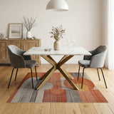 Multi-color and Patterns Modern Orange Geometric Abstract Area Rug