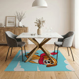 Cute Flying Puppy with Red Scarf Cartoon Rug