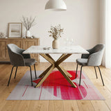 Red Glitch Heart Geometric Area Rug