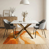 Abstract Orange Waves Area Rug