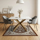 Elegant Brown Mandala Persian Area Rug
