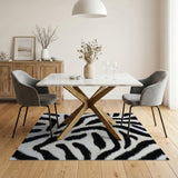 Zebra Print Faux Fur Area Rug