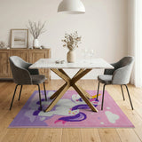 Pink Unicorn Kids Area Rug with Stars