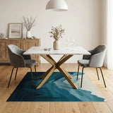 Teal Layered Mountain Peaks Area Rug
