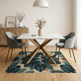 Lush Monstera Palm Leaf Boho Area Rug