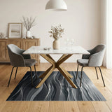 Moonlit Waves Grey Abstract Area Rug
